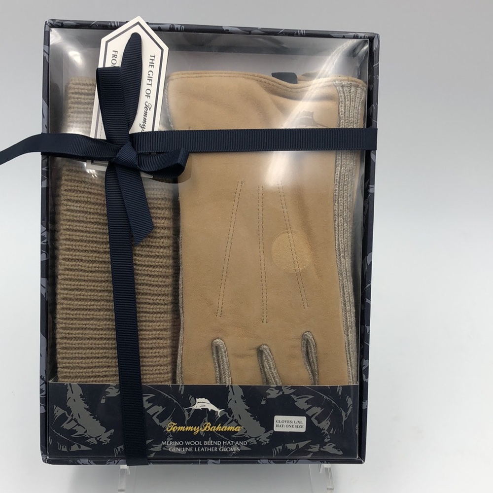 Tommy Bahama Wool Beanie & Suede Gloves Set